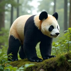 Obraz premium giant panda eating bamboo