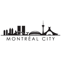 Obraz premium Montreal city skyline horizontal banner. Montreal city, Canada. Vector template for your design. Vector black silhouette. with white background