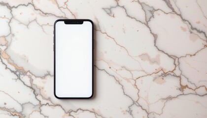 elegant flat lay of a sleek smartphone on a smooth marble surface, with soft pastel shades, crisp lighting clarity, minimal design, high resolution