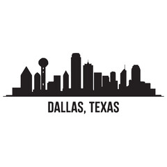 Dallas skyline horizontal banner. Dallas, Texas. Vector template for your design. Vector black silhouette. with white background