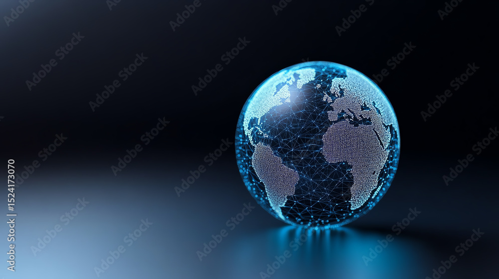 Poster A digital globe representation showcasing a high-tech view of Earth with interconnected circuits and a sleek design.