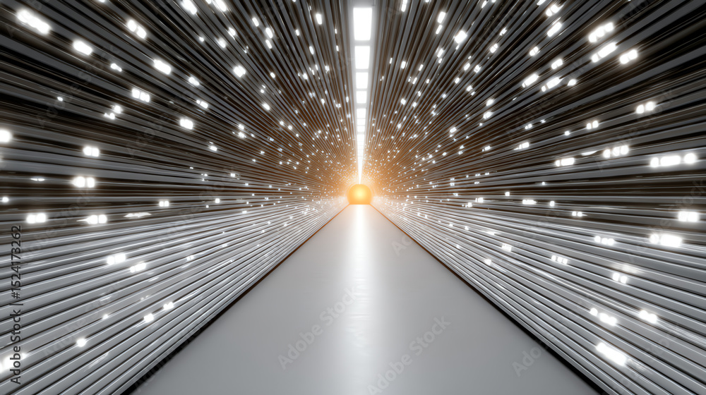 Aufkleber a futuristic corridor illuminated by bright lights, creating a dynamic sense of movement and energy 