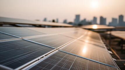 Rooftop solar panels embodying sustainable living in a minimalist setting.