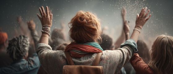 Obraz premium Experience the joy of Holi with colorful powders and lively community interactions.