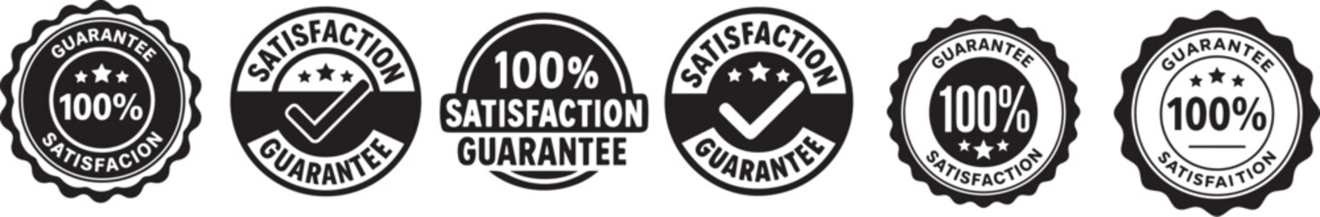 Collection of 100% Satisfaction vector icon set