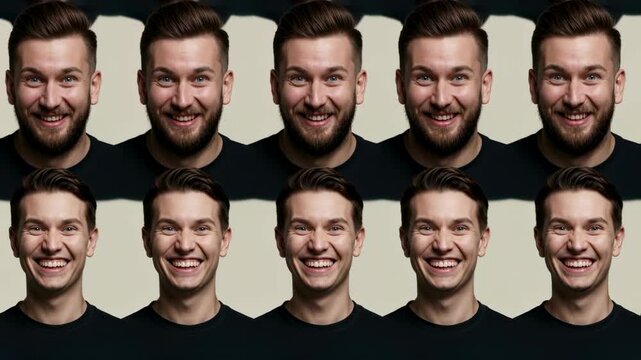 Dynamic facial expressions sequence showing human emotion variability