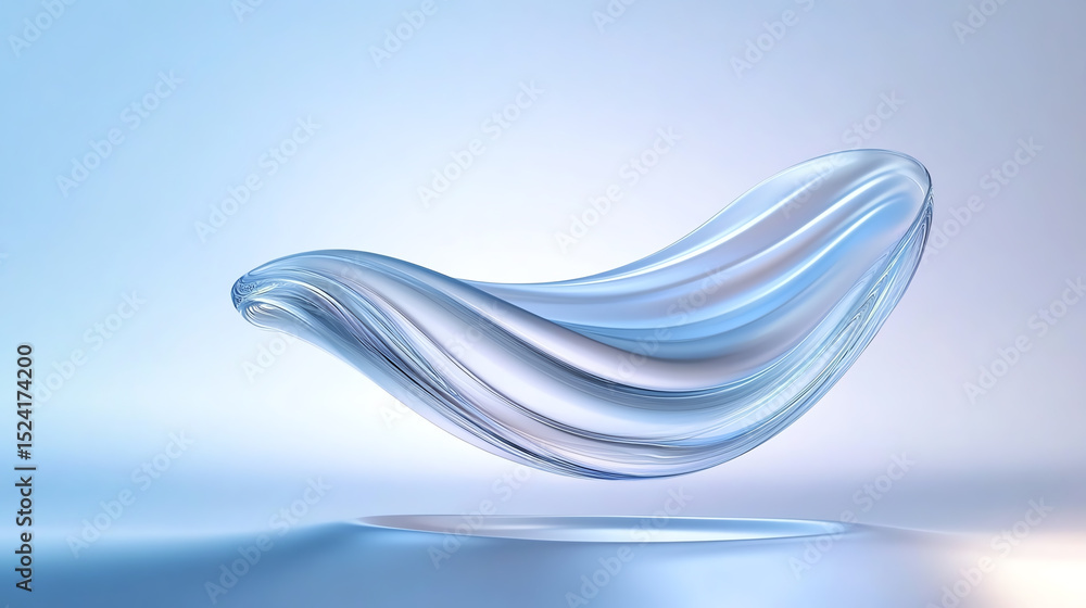 Poster A serene abstract design featuring flowing, translucent shapes that evoke a sense of calm and fluidity in a soft color palette.