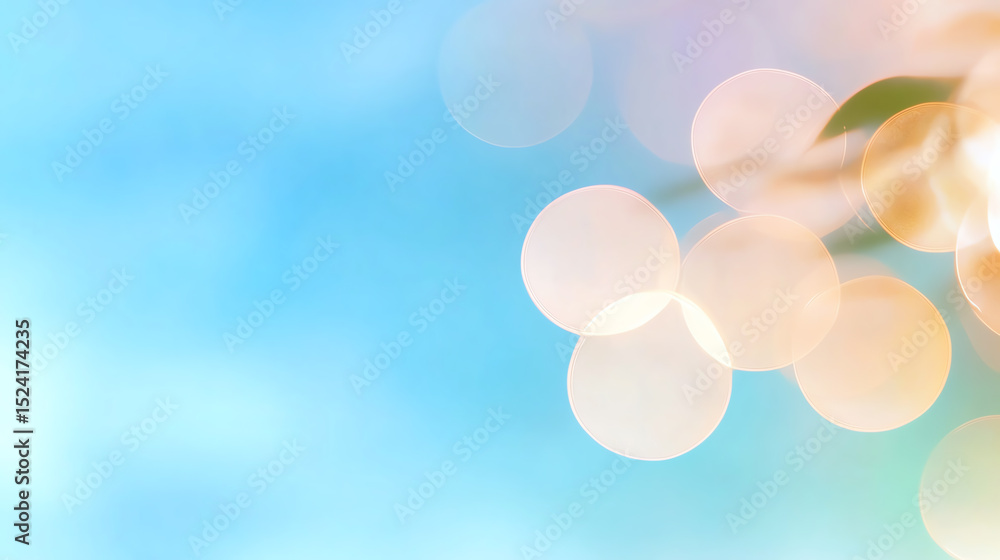 Poster A serene background featuring soft bokeh effects with a gentle blue and warm glow, perfect for creating a calm atmosphere.