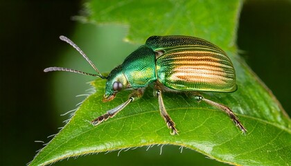 leaf beetle on a tree leaf. macro technique