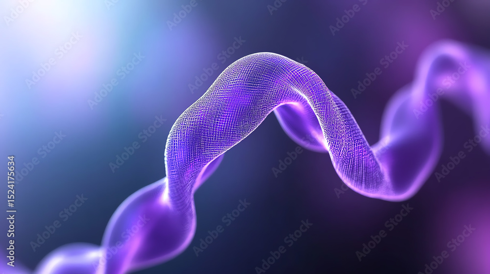 Poster a vibrant purple wave-like structure capturing the essence of digital art and molecular design, blen