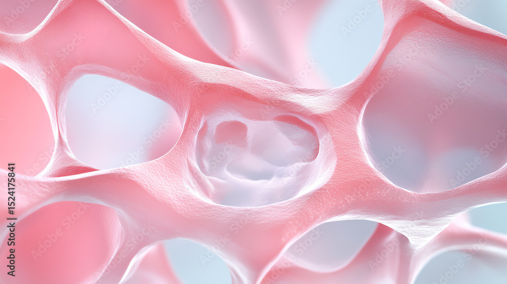 Aufkleber abstract close-up of a biological structure showcasing interconnected cells with a soft pink hue, il