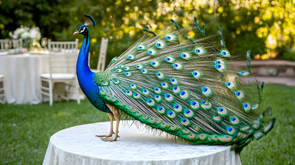 Obraz premium Peacock on Table Display