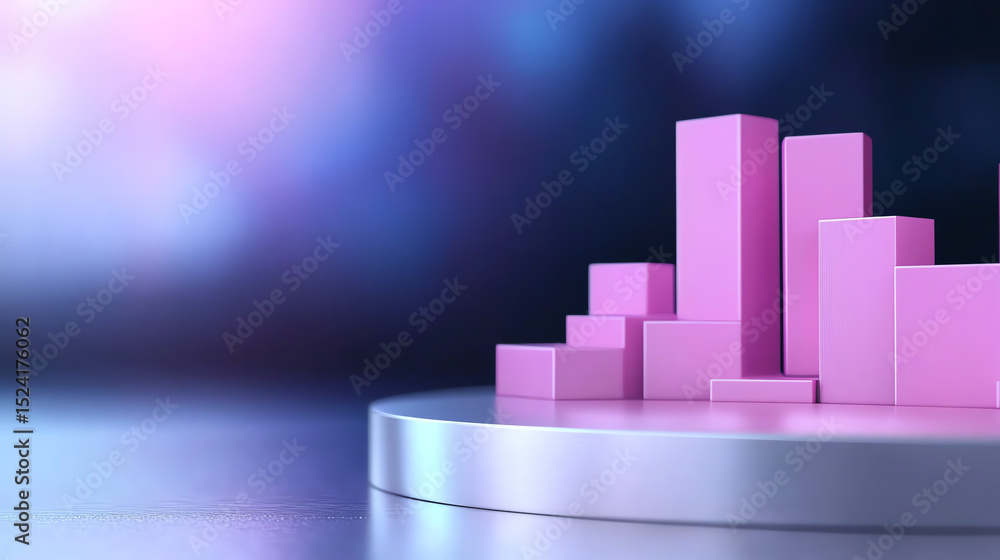 Poster abstract pink graph design on a pedestal, symbolizing growth and progress in business, ideal for cor