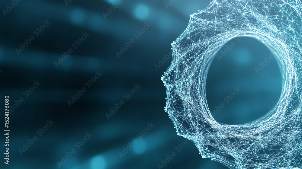 Aufkleber Abstract representation of a networked structure with glowing particles, symbolizing technology and innovation.