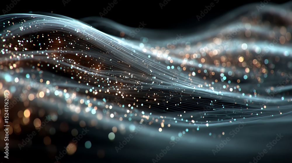 Aufkleber An abstract image depicting shimmering waves of light and particles, creating an ethereal and dreamy atmosphere.