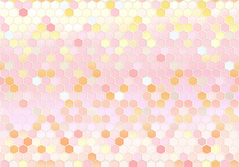Colorful pastel honeycomb background. Playful sparkling polka dot wallpaper. Retro - futuristic pattern for decor .