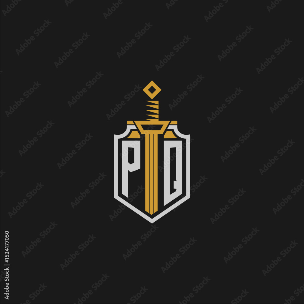 Fototapete pq initial monogram for shield and sword style image