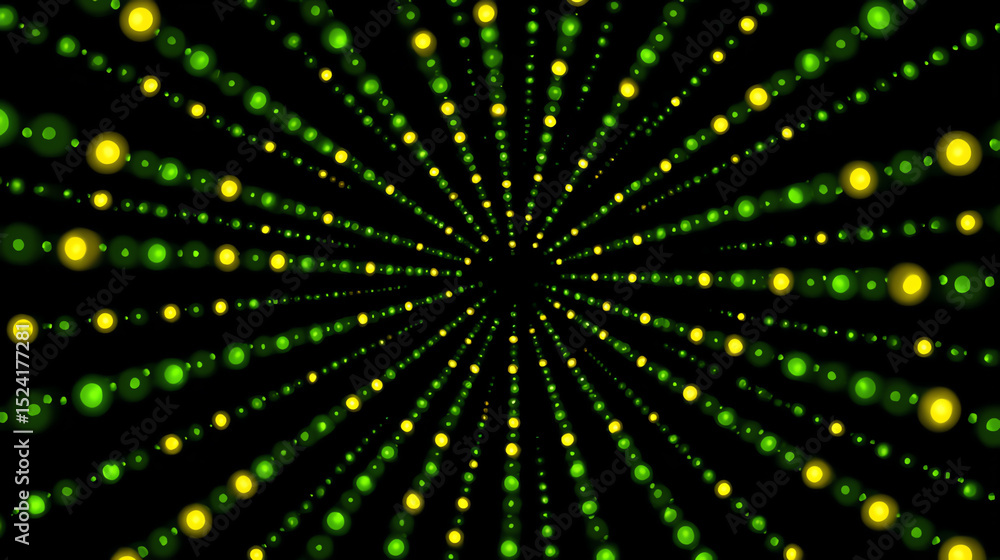 Aufkleber vibrant abstract design featuring green and yellow dots radiating towards the center, creating a mes