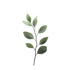 Fototapeta premium A stylized, outlined, muted green sprig of leaves