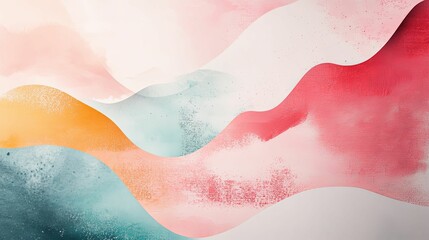 Fototapeta premium Abstract watercolor painting with soft, flowing curves and layered colors.
