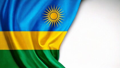 Rwanda flag on white background. copy space