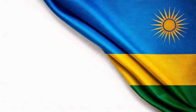 Rwanda flag on white background. copy space