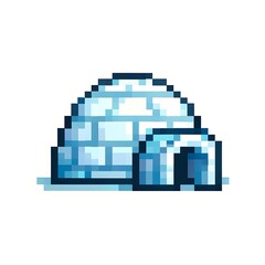 Fototapeta premium Pixel Art Igloo on White Background