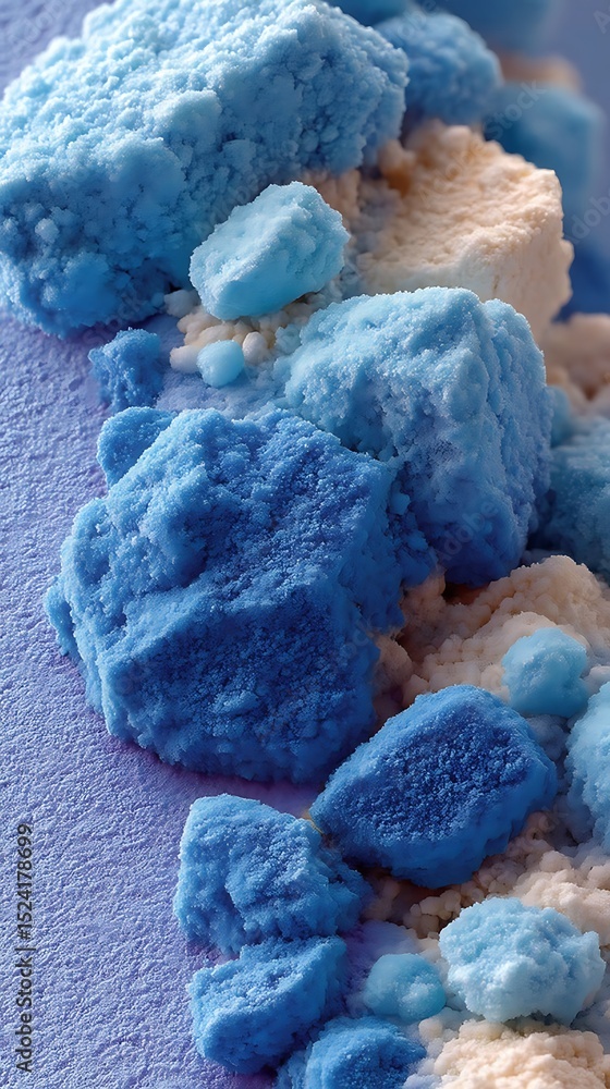 Poster macro view of blue and white crystalline rock formations creating an abstract geological landscape.