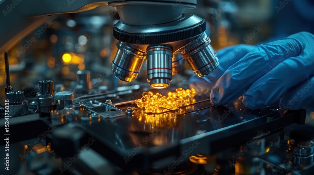 Poster microscopic examination of illuminated capsules in a laboratory setting