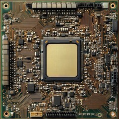 Microchip embedded inside a modern electronic device's motherboard 