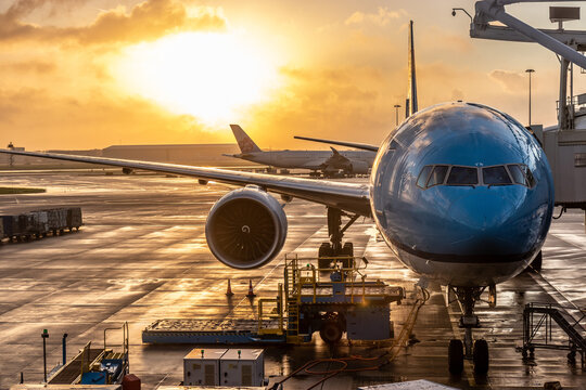 Airplane at Amsterdam Airport Schiphol, Netherlands