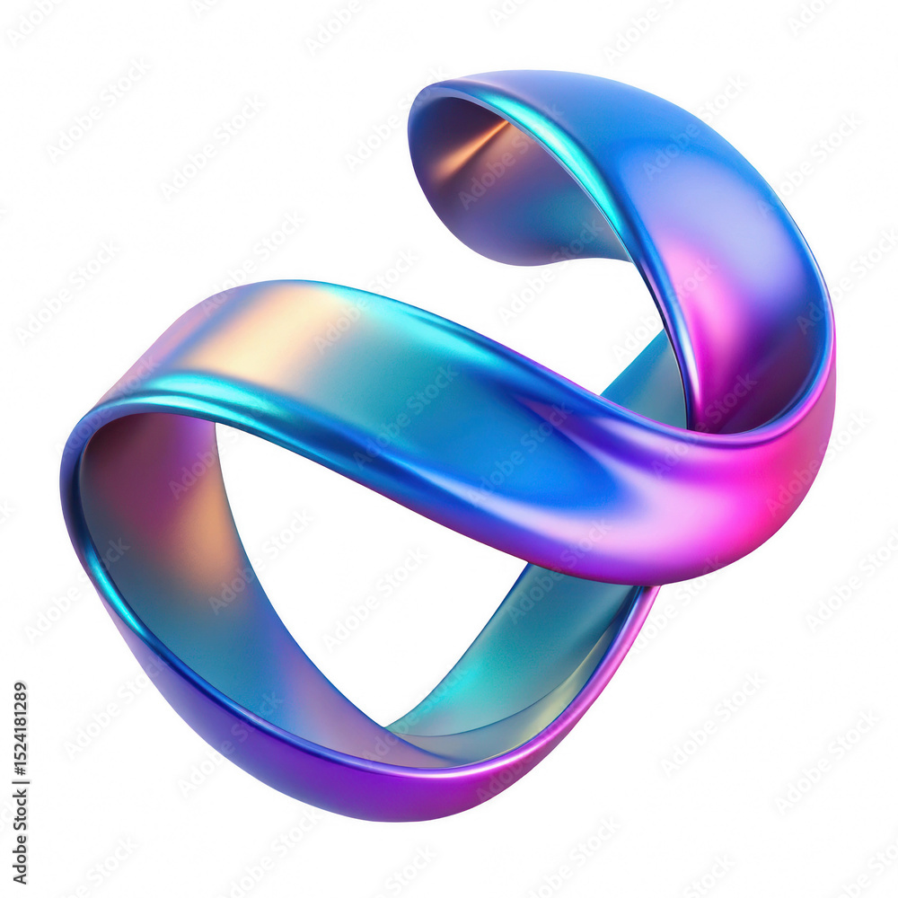 Poster iridescent ribbon shape isolated on transparent background
