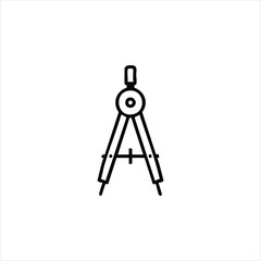 Drawing Compass Geometry Tool Line Icon Vector