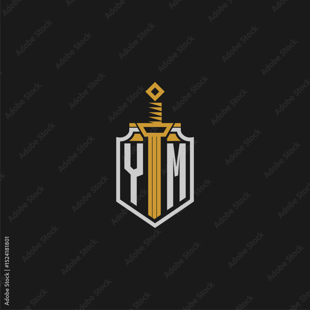 Fototapete ym initial monogram for shield and sword style image