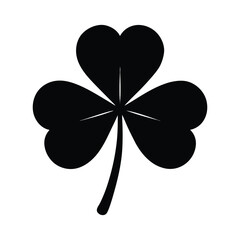 Black shamrock silhouette on white background suitable for st patricks day celebrations and irish designs