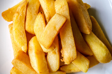 Plate Of Deep Fries Chunky Chips Food Accompaniment