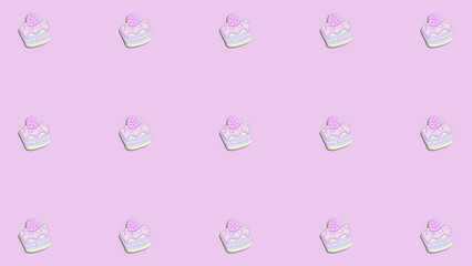 いちごのぷっくりミニパステルケーキパターン♪