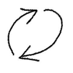 Doodle grunge arrow vector icon. Hand drawn emphasis chalk line, twist curve paint mark.