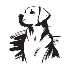  Labrador retriever head brush ink sketch vector illustration