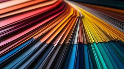 Extensive color swatches radiate outwards in a vibrant spectrum.