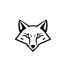 Fox head vector illustration black and white animal logo design graphic predator wildlife nature drawing art
