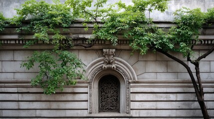 Architectural Detail Adorned with Nature Vines