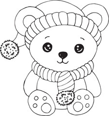 snowman bear hand drawing for kids to color