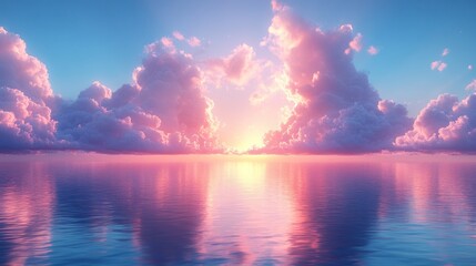 Pink Sunset Over Calm Ocean