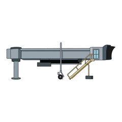 Vector Cartoon Airport Jet Bridge with Glass Terminal and Staircase