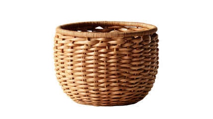 Artisanal Woven Basket: A handcrafted, cylindrical basket of woven straw exhibits rustic charm. Displaying the beauty of traditional craftsmanship, with a natural, earthy tone.