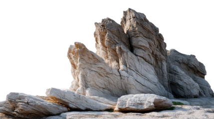 Majestic Rock Formation: A dramatic, imposing rock formation, carved by wind and water over millennia, stands tall against a bright sky. Its texture and layers tell a story of geological time.