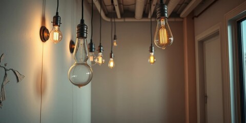 Illuminating Interior Design with Warm Hanging Edison Bulbs and Wall Sconces