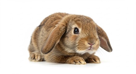 愛らしい茶色ウサギ、柔らかな光浴びて微笑む瞳. AI Generated