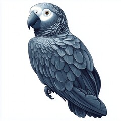 Fototapeta premium Majestic African Grey Parrot: Detailed Avian Illustration for Nature Prints, Book Covers, & Wildlife Designs